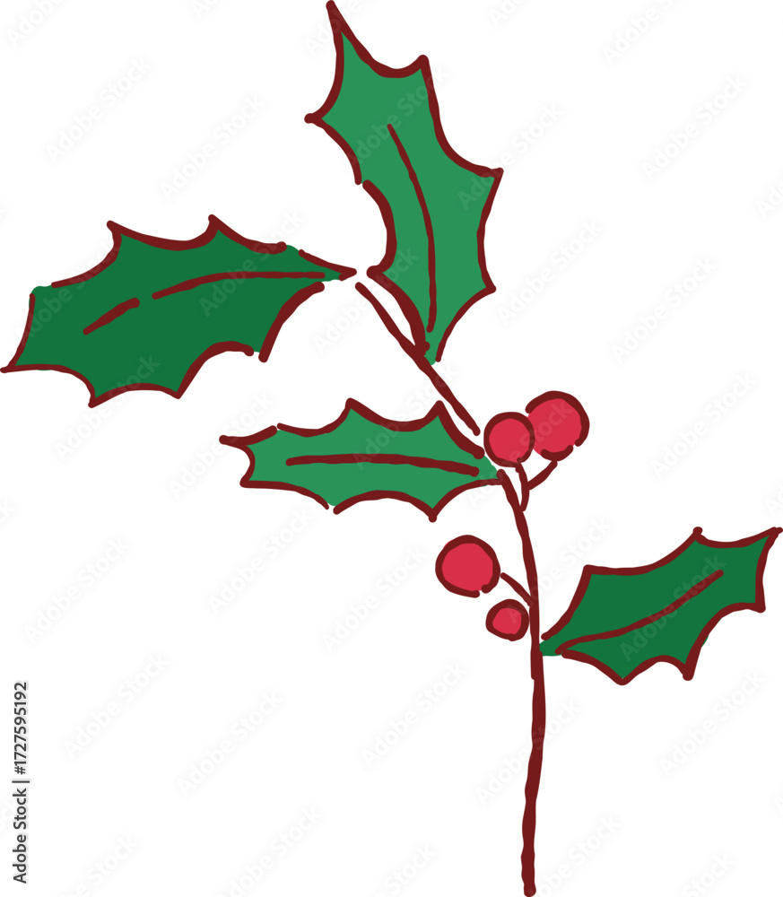 Fototapeta premium Hand Drawn Christmas Wreath with Berry