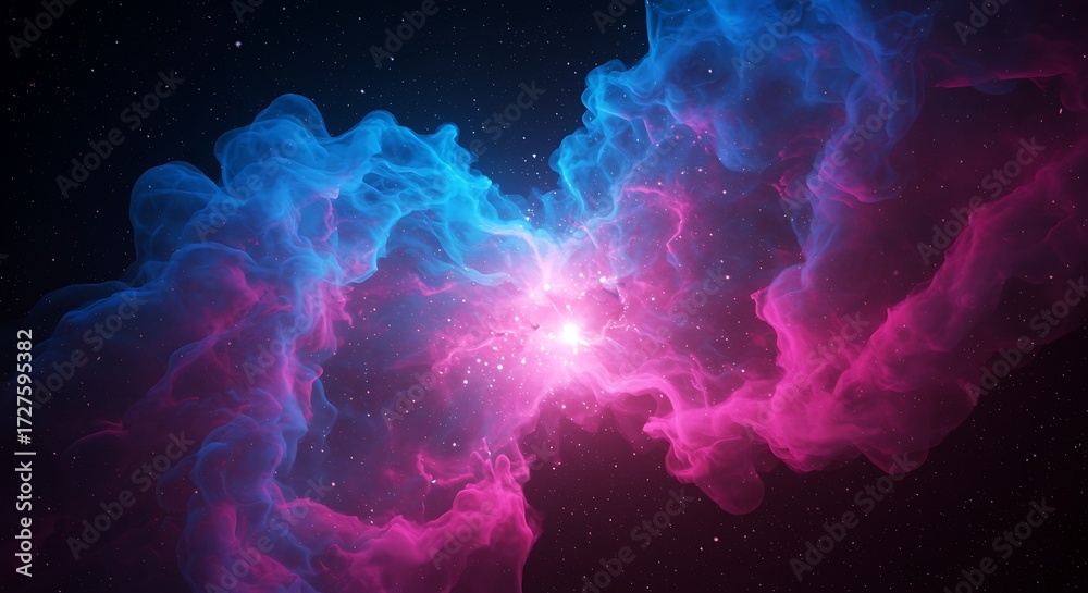 Obraz premium Abstract Cosmic Nebula with Vibrant Colors and Sparkling Starfield Backdrop