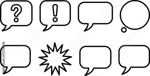 Speech bubble vector set with question mark and exclamation point for design use