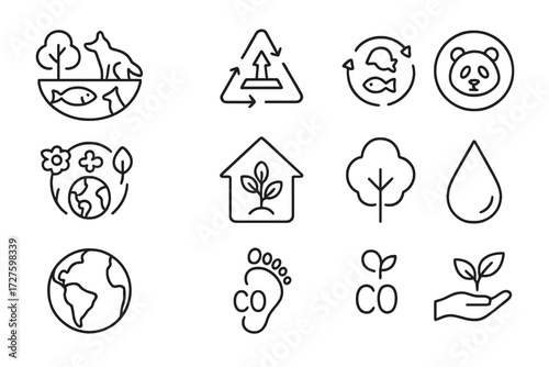 Species footprint ecosystem set vector earth biodiversity ecology drop icon pollution water