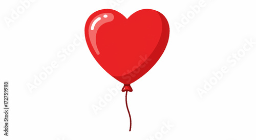 Red Heart Balloon Floating in the Air A Symbol of Love and Celebration, Isolated on White