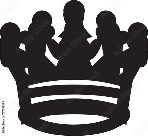 Minimal Vector Crown Design – Elegant Royal Symbol Icon for Luxury Branding, Monochrome King and Queen Emblem, Simple Regal Graphic Illustration