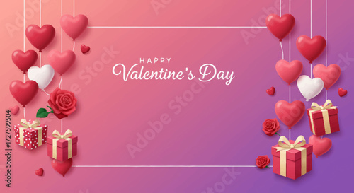 Valentine's Day Celebration Balloons, Gifts, and Roses