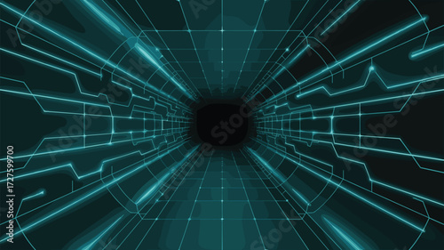 Futuristic Data Tunnel Abstract Glowing Network Background