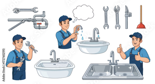 Plumber Fixing Faucets and Sinks Troubleshooting Steps.