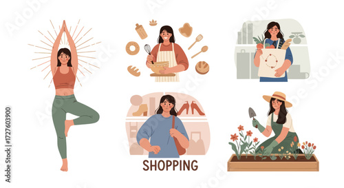 Young Woman Practicing Yoga and Healthy Lifestyle Activities.