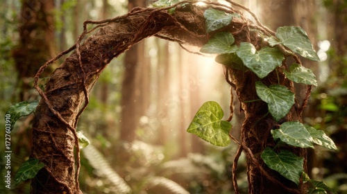 Twisted roots archway sunlight