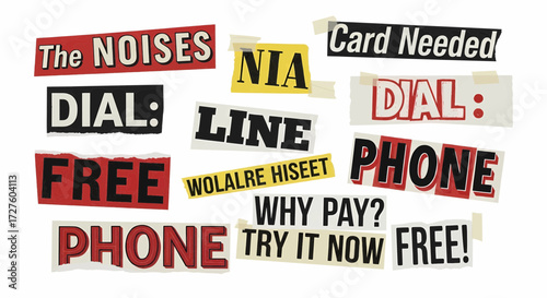 Ransom note cutout letters on paper vector illustration