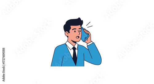 Stressed Businessman Holding Cold Pack to Forehead.