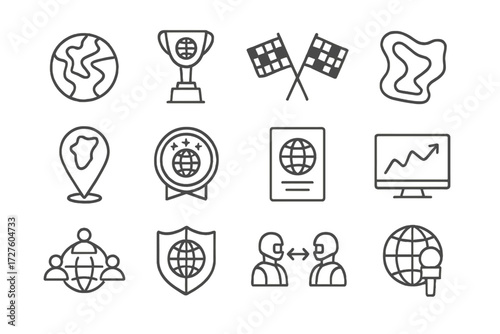 Race world country icon collection data motorsport rally event media vector stamp