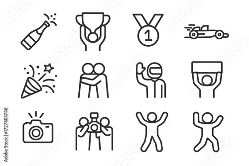 Pose fan award icon vector flash icons celebration champagne victory bottle waving