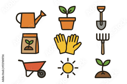Gardening tools and supplies for planting and growing plants outdoors