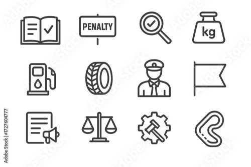 Protest motorsport regulation weight form icon board steward vector icons flag inspection