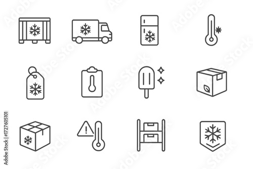 Queue label cold picking chain warehouse vector confirmed order mile icon processing
