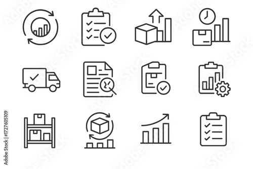 Inbound icons time warehouse backlog icon rate vector stock productivity kpi utilization