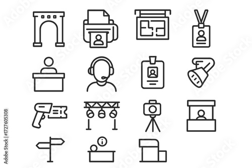 Stage sign tripod headset information logistics vector icons icon event light staff