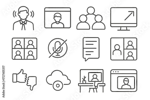 Panel icon virtual webcainterface vector breakout icons home online digital session conference
