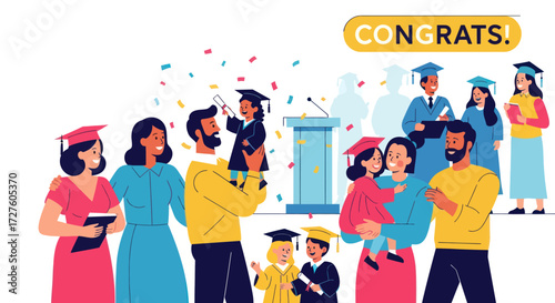 Happy Family Celebrating Graduation Ceremony.