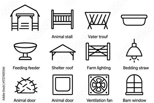 Feeder vector icon icons animal door shelter bedding gate farm stall roof