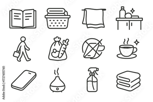 Aired icons oil vector weekend essential sack grocery sunlight icon walk coffee
