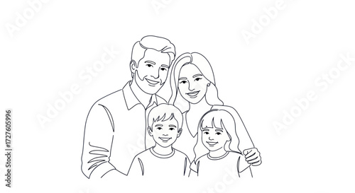 Happy Family Portrait: Parents with Two Children.