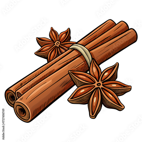 star anise and cinnamon sticks