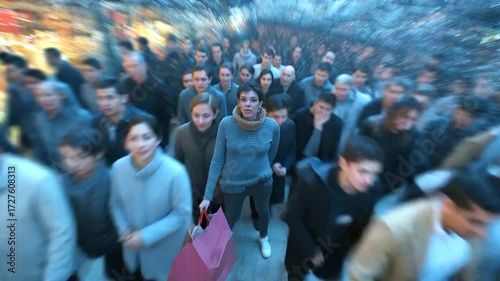 Wallpaper Mural Boxing Day Sales Shopping Frenzy. A dynamic shot of people excitedly but politely shopping for deals in a store the day after Christmas. Torontodigital.ca