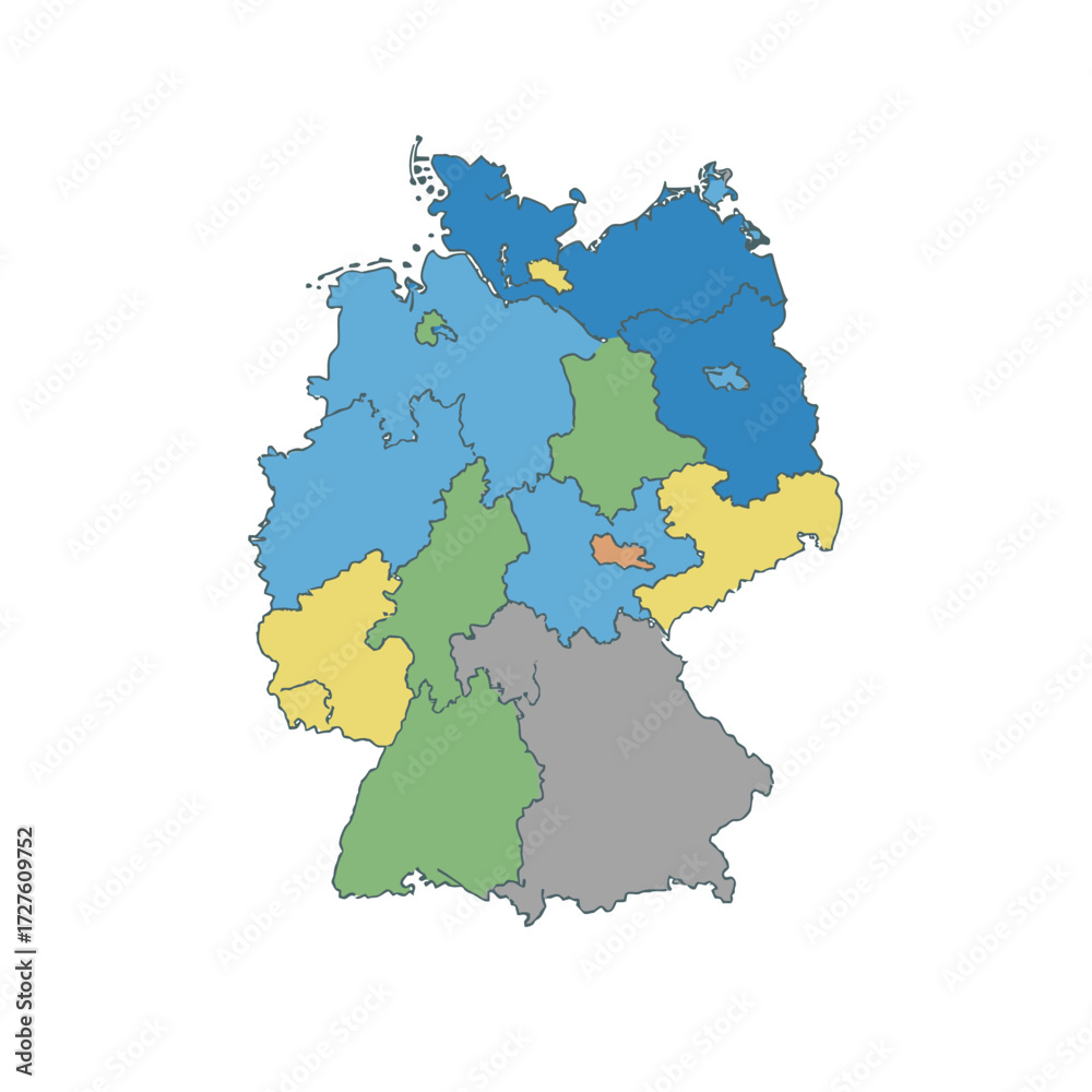 Obraz premium A colorful map illustrating the different states within germany s borders