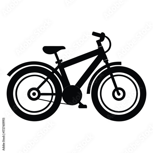 E-Bike Silhouette Icon in Black on White Background