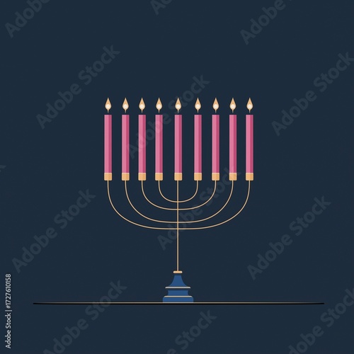 Menorah with lit candles during a festive celebration in winter