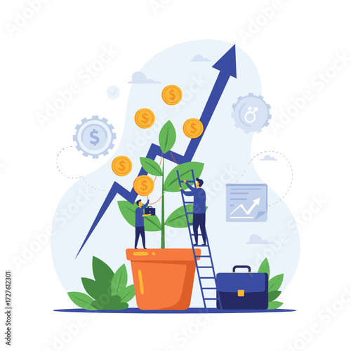 Illustrating the growth of financial investment and economic progress.