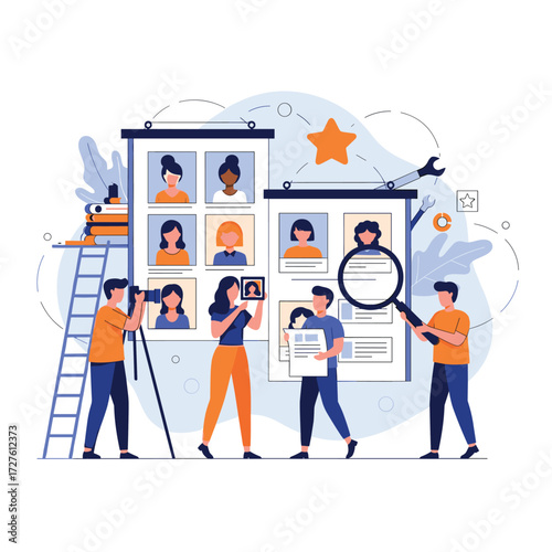 Recruiting team members using a digital platform for talent acquisition.