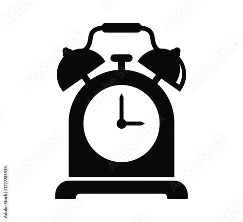Black alarm clock with a classic design style
