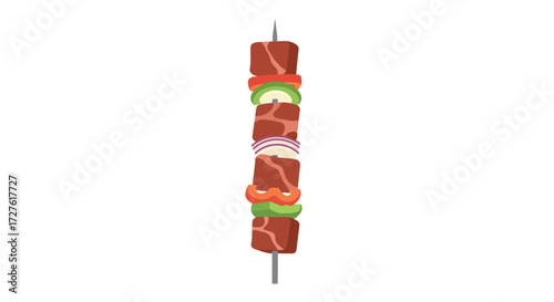 Grilled Meat and Vegetable Skewer Delicious BBQ.