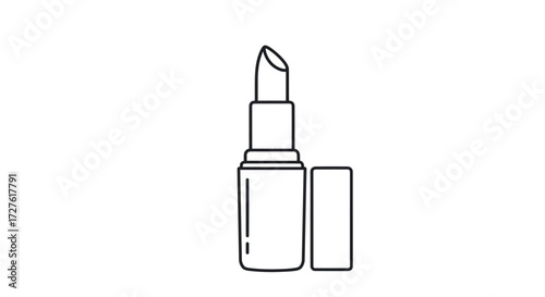 Outline Illustration of a Lipstick with Open Cap.