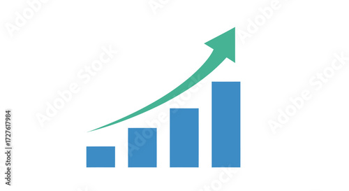 Upward Trending Bar Chart with Green Arrow Indicating Growth.