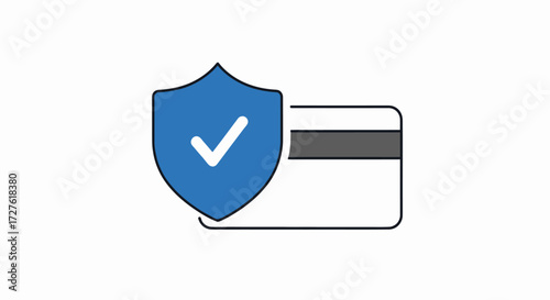 Secure Payment Icon: Blue Shield with Checkmark Protecting Credit Card.