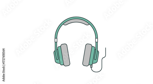 Simple Outline Illustration of Over-Ear Headphones.