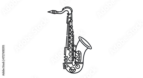 Line Drawing of a Tenor Saxophone.