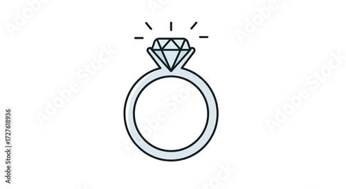 Simple Outline Drawing of a Diamond Engagement Ring.