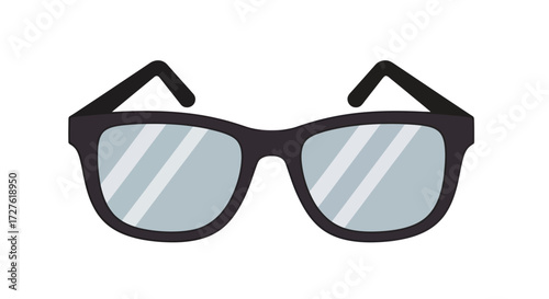 Classic black-framed eyeglasses with reflective lenses a simple vector illustration.
