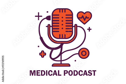 Vintage microphone and stethoscope symbolizing medical podcast and healthcare communication