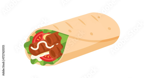 Delicious Grilled Meat and Veggie Wrap.