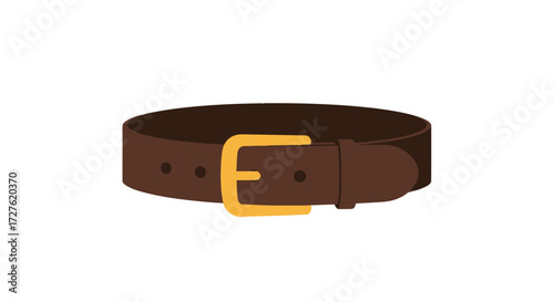 Classic Brown Leather Belt with Gold Buckle.
