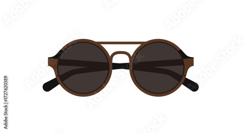 Round Tortoiseshell Sunglasses with Dark Lenses and Metal Bridge.