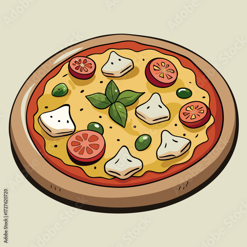 pizza with salami and cheese
