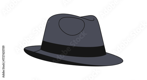 Classic Grey Fedora Hat with Black Band.