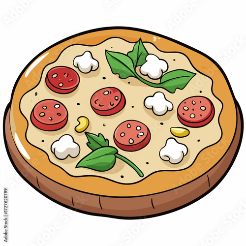 pizza with salami and cheese