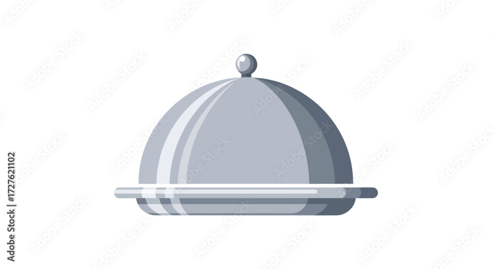 Fototapeta premium Shiny Silver Cloche Serving Dish with Rounded Lid.