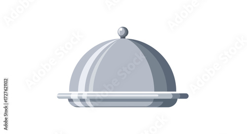 Shiny Silver Cloche Serving Dish with Rounded Lid.